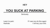 You Suck At Parking Offensive Business Cards - 10 Pack