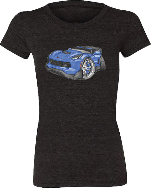 Corvette C7 Z06 Blue with Silver Wheels Koolart T-Shirt for Women
