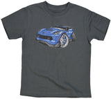 Corvette C7 Z06 Blue with Silver Wheels Koolart T-Shirt for Youth