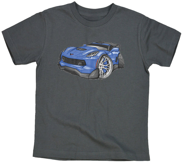 Corvette C7 Z06 Blue with Silver Wheels Koolart T-Shirt for Youth