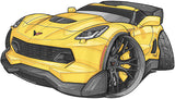 Corvette C7 Z06 Yellow with Black Wheels Koolart T-Shirt for Men