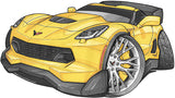 Corvette C7 Z06 Yellow with Silver Wheels Koolart T-Shirt for Men