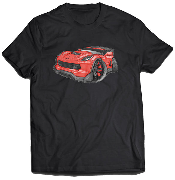 Corvette C7 Z06  Red with Black Wheels Koolart T-Shirt for Men