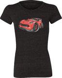 Corvette C7 Z06 Red with Black Wheels Koolart T-Shirt for Women