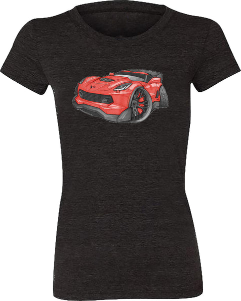 Corvette C7 Z06 Red with Black Wheels Koolart T-Shirt for Women