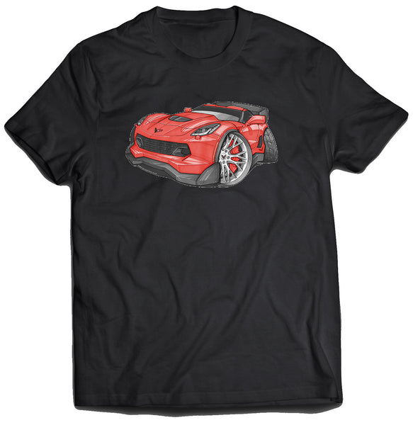 Corvette C7 Z06  Red with Silver Wheels Koolart T-Shirt for Men