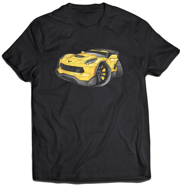 Corvette C7 Z06 Yellow with Black Wheels Koolart T-Shirt for Men