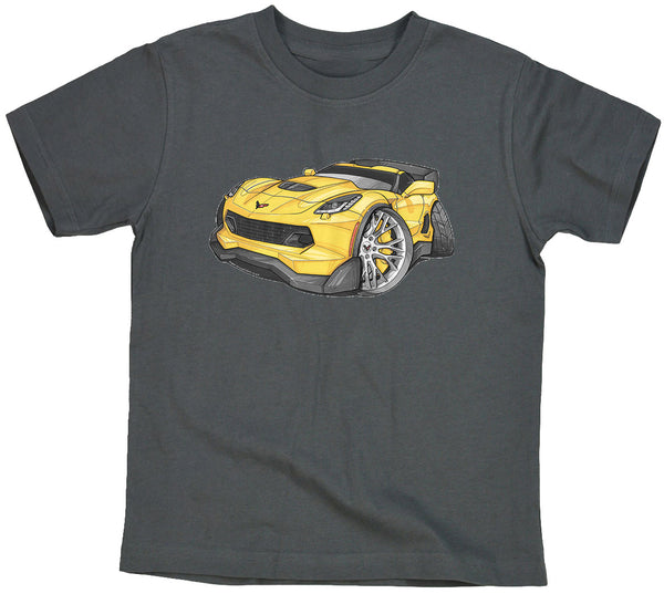 Corvette C7 Z06 Yellow with Silver Wheels Koolart T-Shirt for Youth